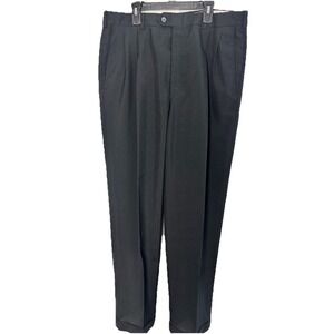 John Alexander Men's Gray Wool Blend Dress Pants Tailored Fit 35x32 Pleated Cuff
